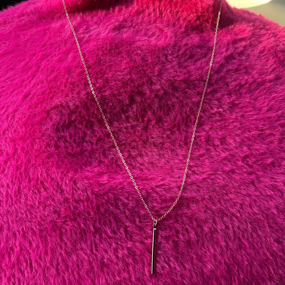 Gold Minimalist Necklace with Bar Pendant